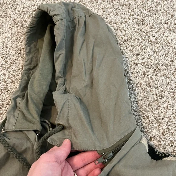 Fashionomics Olive Green Mockneck Utility Vest with Lining and Removable Hood - Picture 12 of 14